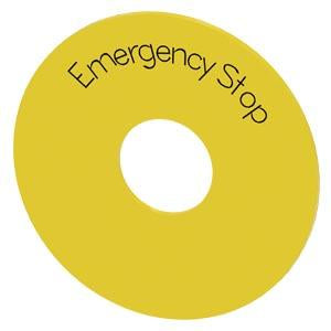 Siemens - 22mm Emergency Stop Label - Part #: 3SU1900-0BB31-0DA0