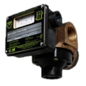 Universal 0-20 GPM Variable Area Vane Style Flowmeter with Low Alarm Capability - Bronze Construction - 1" - Left to Right Flow Configuration - Part #: MN-BSB20GM-8-32V1.0-A1WR
