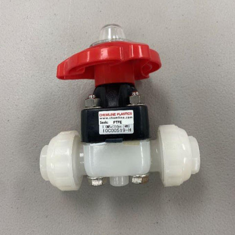 CHEMLINE DIAPHRAGM VALVE, KYNAR WETTED, PPG TOP 1/2" UNION CONNECTION - Part #: 14K005PT