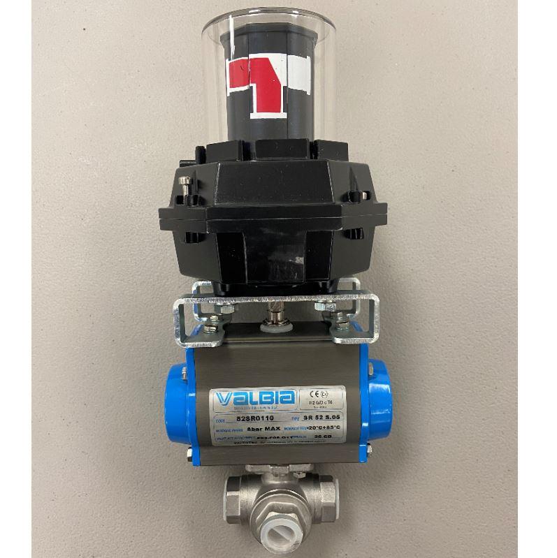 Valbia 1/2" 3 WAY PNEUMATIC OXIPRO VALVE ASSEMBLY W/ LIMIT SWITCH & SOLENOID VALVE - Part #: MP11SRTC.50/SR52/FMOB5120