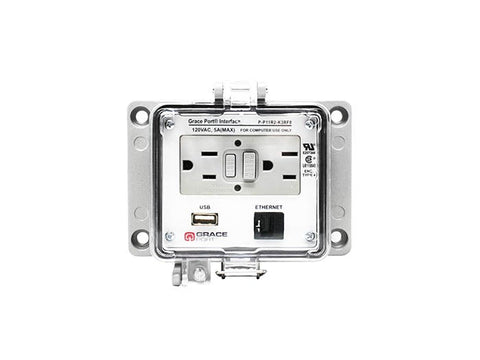 Graceport - Panel Interface Connector USB, Outlet Cover and Cat5 Ethernet - Part #: P-P11R2-K2RF0
