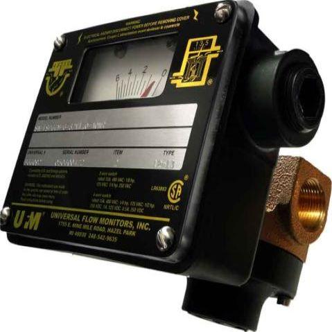 Universal 0-2 GPM Variable Area Vane Style Flowmeter with Low Alarm Capability - Bronze Construction - 1/2" - Right to Left Flow Configuration - Part #: SN-BSB2GM-4-32V1.0-A1WL