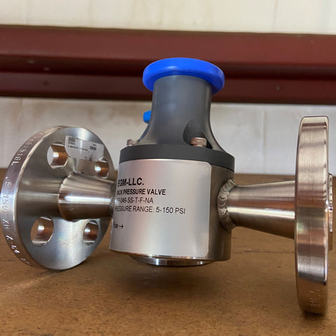 Blacoh 316SS Back Pressure Valve, 1/2 mini" FNPT Connections, 5-150 PSI Adjustable, PTFE Diaphragm, Flanged - Part # - VBP-049-SS-T-F-NA