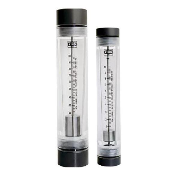 King 7200-Series 0.5 -to- 5.0 GPM Capacity Rotameter -  Machined Cast Acrylic -  316L-SS Internals -  1/2" NPT Vertical Inlet / Outlet with PVC Fittings - Part #: 7205008231W