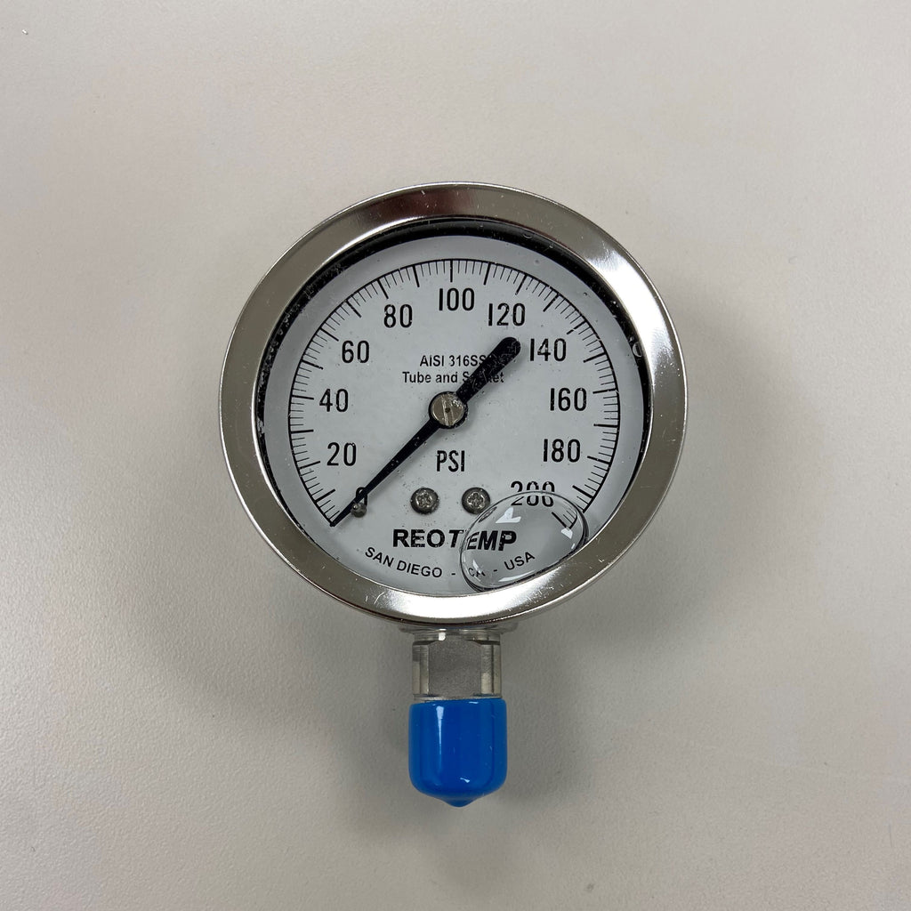 ReoTemp - Pressure Gauge Assembly - MS8 Seal - 2.5" Dial - Stem Mount - Range (0 to 400 psi) - without SS Guard - Part #: MS8P2AF2XP22-SDDDASXDP