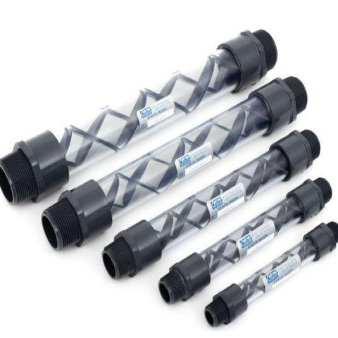 Koflo Series 308 Clear PVC Static Mixer, MPT Connections (3/8" x 11") - 12 Element - Part#: 3/8-40C-4-12-2